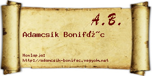 Adamcsik Bonifác névjegykártya